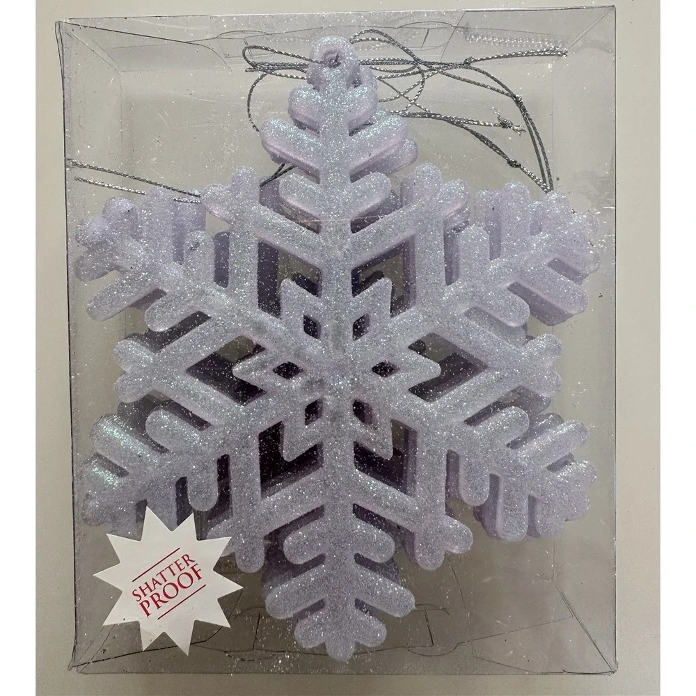 6 Glittery Teal Aqua Snowflakes Shaped Ornaments 5